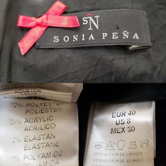 Sonia Pena Couture Black Color Block Dress Size 8 - Picture 8 of 8